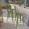Flash Furniture Green Metal Barstool with Back and Wood Seat, 30" High, PK4 4-CH-31320-30GB-GN-WD-GG - alternate 1